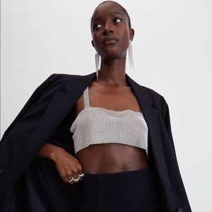 H&M Silver Rhinestone Bralette Crop Top